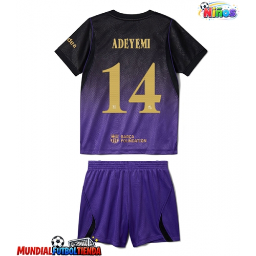 Camiseta Barcelona Karim Adeyemi #14 Segunda Equipación Replica 2026-27 para niños mangas cortas (+ Pantalones cortos)